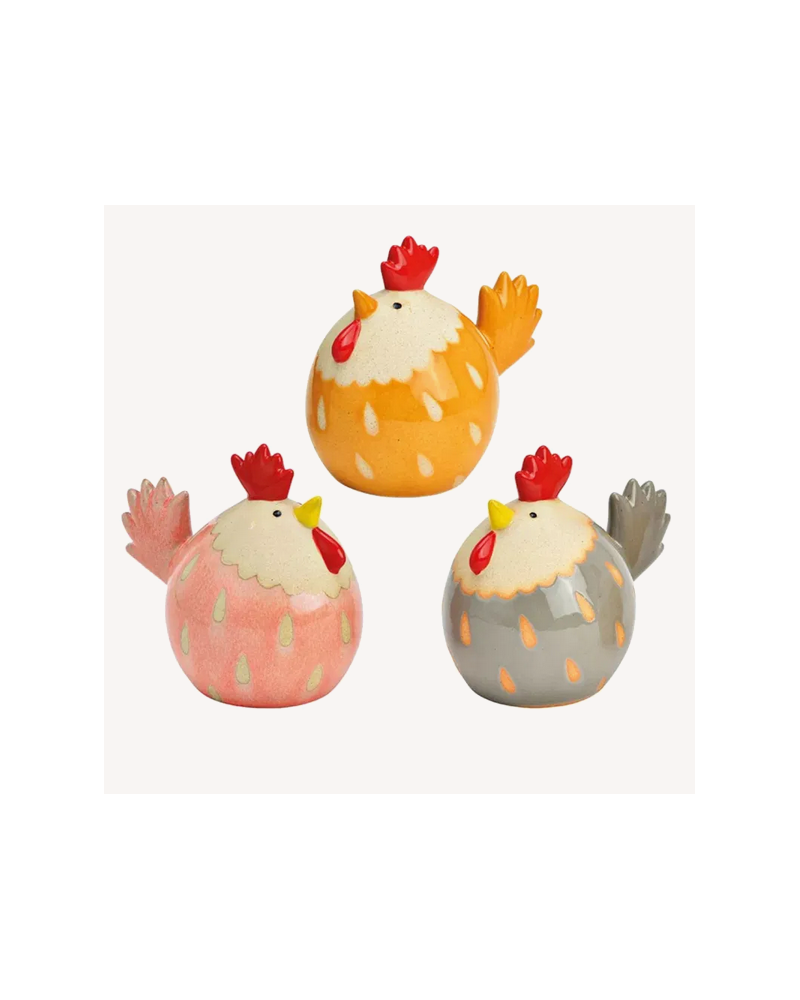 POULE FAIENCE H12CM