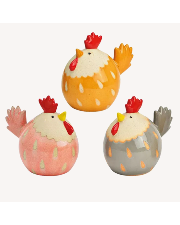 POULE FAIENCE H12CM