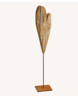 COEUR BOIS SUR SOCLE H38CM