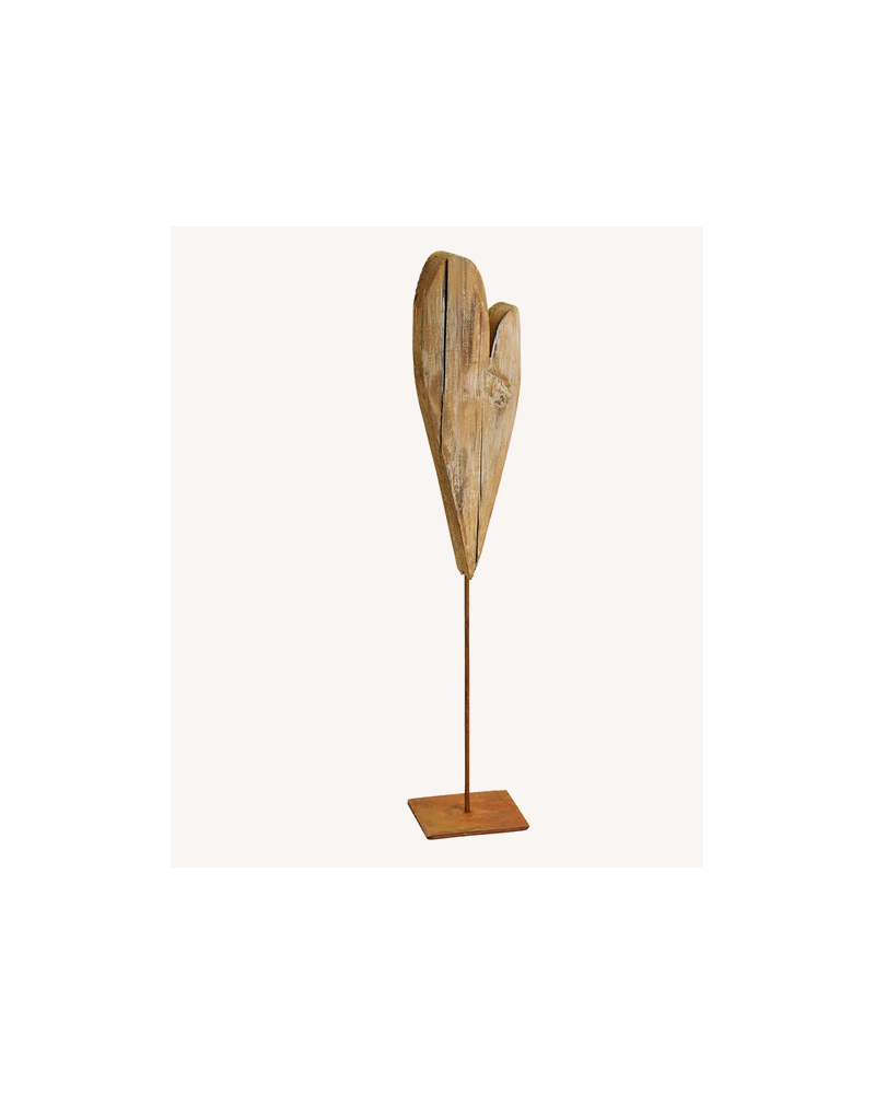 COEUR BOIS SUR SOCLE H38CM
