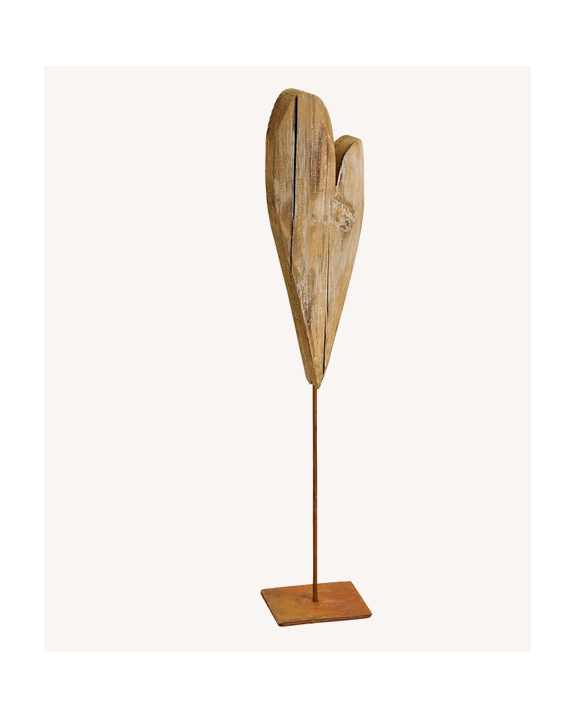 COEUR BOIS SUR SOCLE H38CM