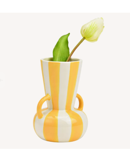 VASE RAYÉ JAUNE H16CM