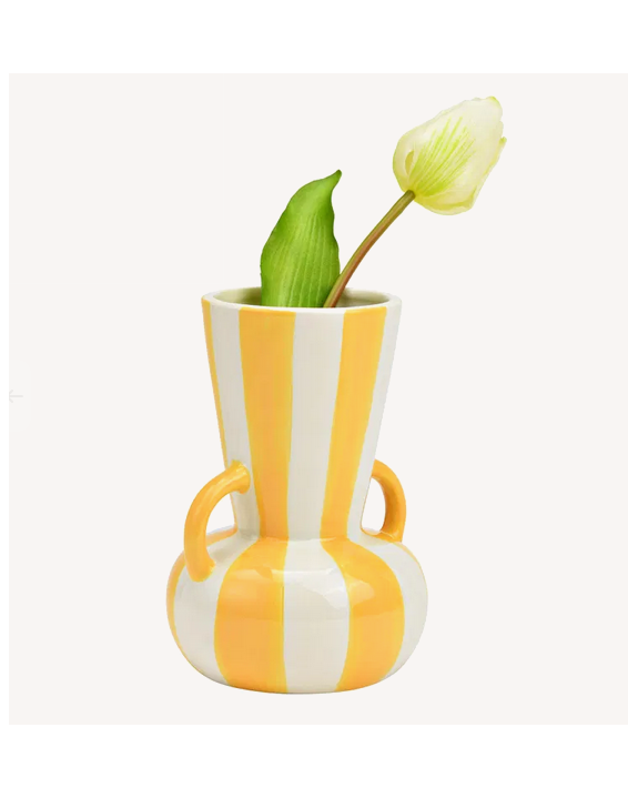 VASE RAYÉ JAUNE H16CM