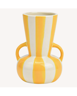 VASE RAYÉ JAUNE H16CM