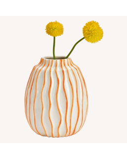 VASE RAYE ORANGE/BLC H18CM