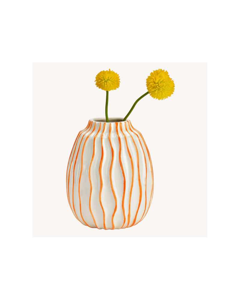 VASE RAYE ORANGE/BLC H18CM