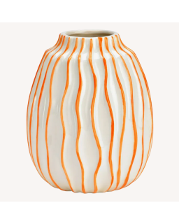 VASE RAYE ORANGE/BLC H18CM