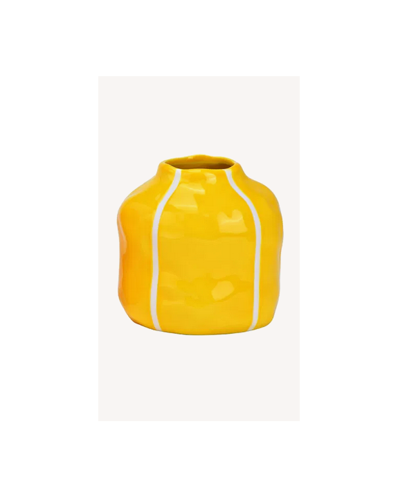 VASE JAUNE FLEURS SECHEES Ø12