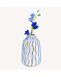 VASE RAYE BLEU/BLC H21CM