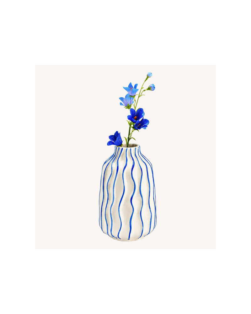 VASE RAYE BLEU/BLC H21CM