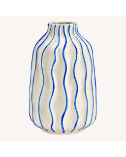 VASE RAYE BLEU/BLC H21CM