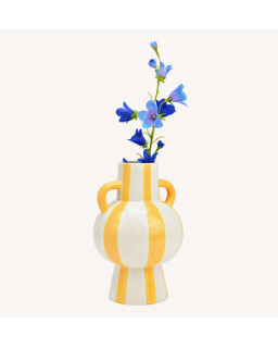 VASE RAYE JAUNE/BLC H24CM