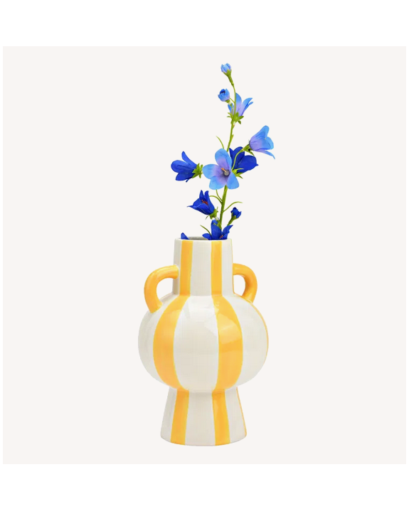 VASE RAYE JAUNE/BLC H24CM