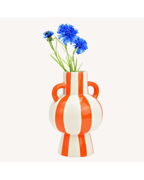 VASE RAYE ORANGE/BLC H24CM