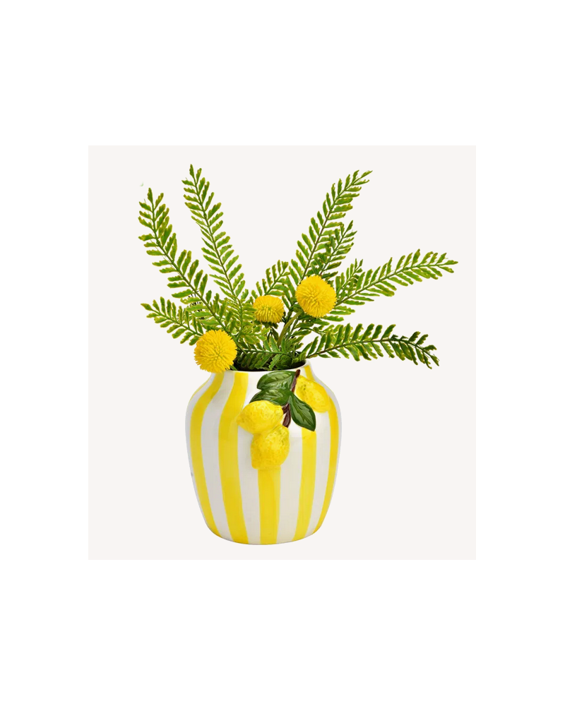VASE RAYÉ CITRON H17CM