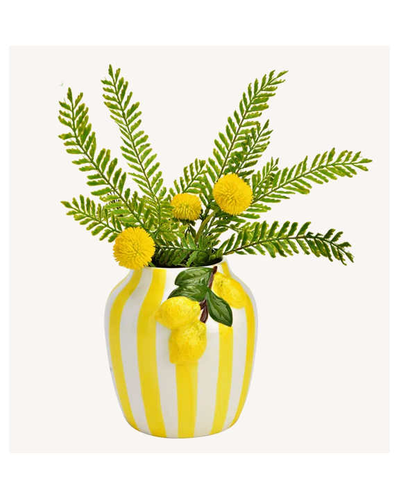 VASE RAYÉ CITRON H17CM