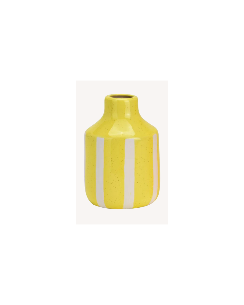 VASE RAYÉ JAUNE H13CM