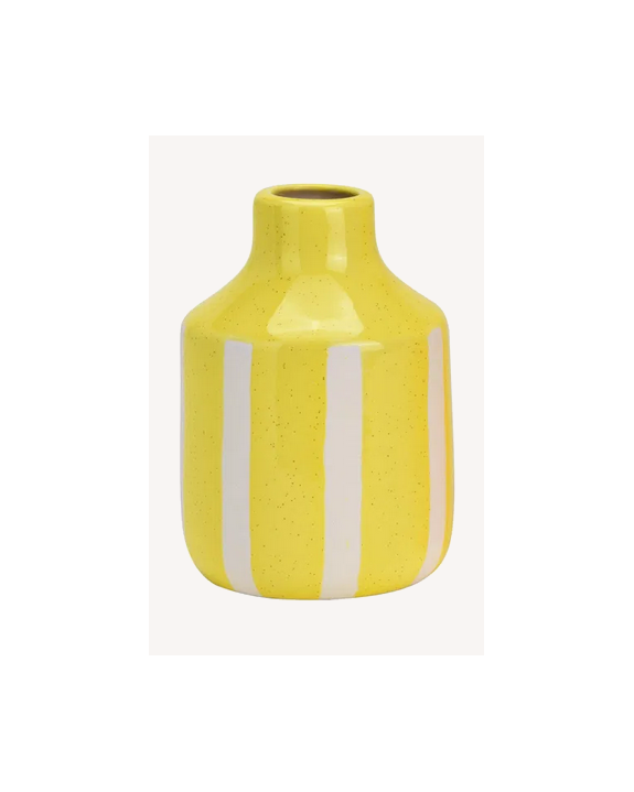 VASE RAYÉ JAUNE H13CM