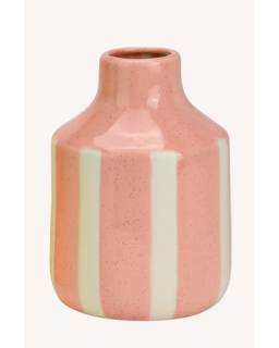 VASE RAYÉ ROSE H13CM