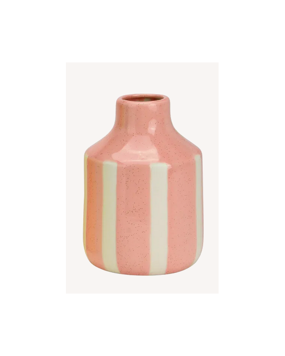 VASE RAYÉ ROSE H13CM