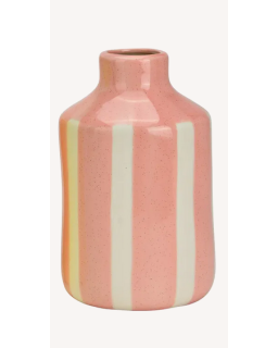 VASE RAYÉ ROSE H18CM
