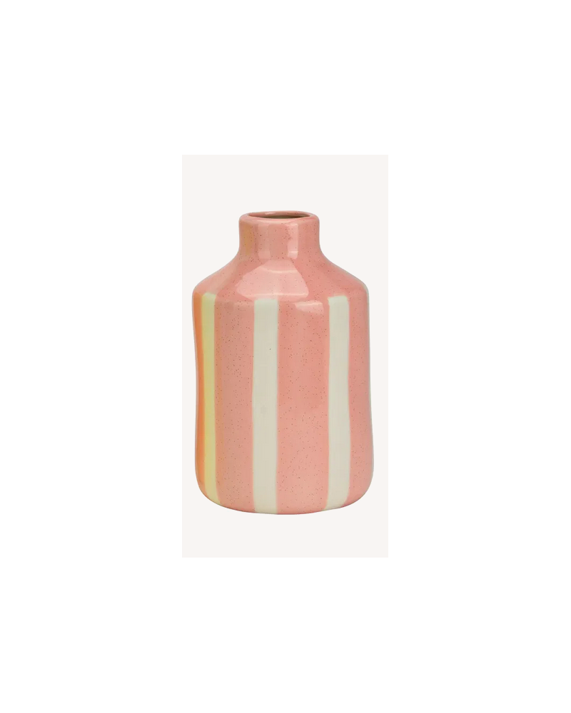 VASE RAYÉ ROSE H18CM