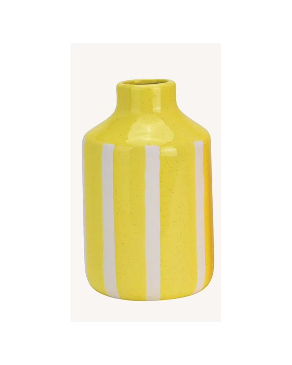 VASE RAYÉ JAUNE H18CM