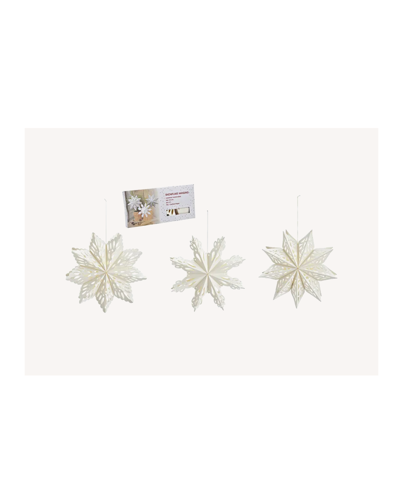 S/3 FLOCONS BLC PAPIER H22.5