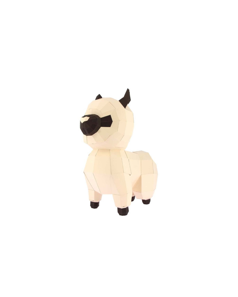 BEBE LAMA EN PAPIER 3D - BEIGE