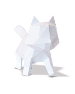 CHAT EN PAPIER 3D - BLANC