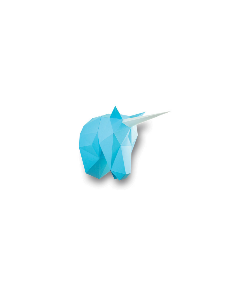 LICORNE BLEU EN PAPIER 3D