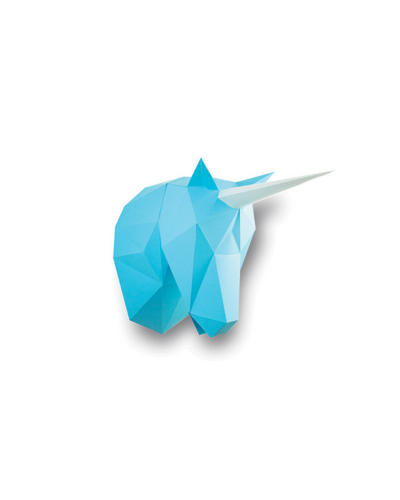 LICORNE BLEU EN PAPIER 3D
