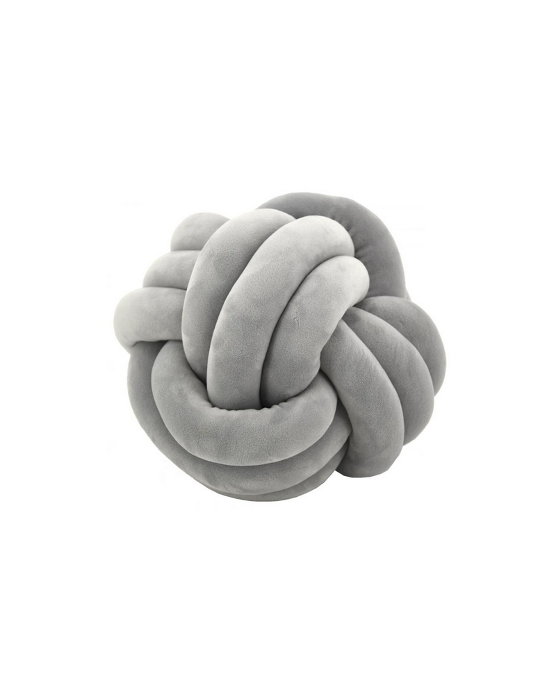 COUSSIN NOEUD GRIS VELOURS