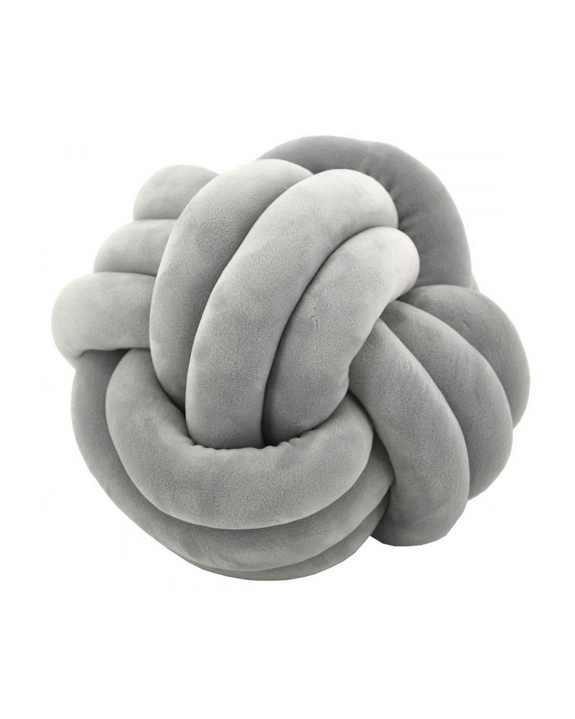 COUSSIN NOEUD GRIS VELOURS