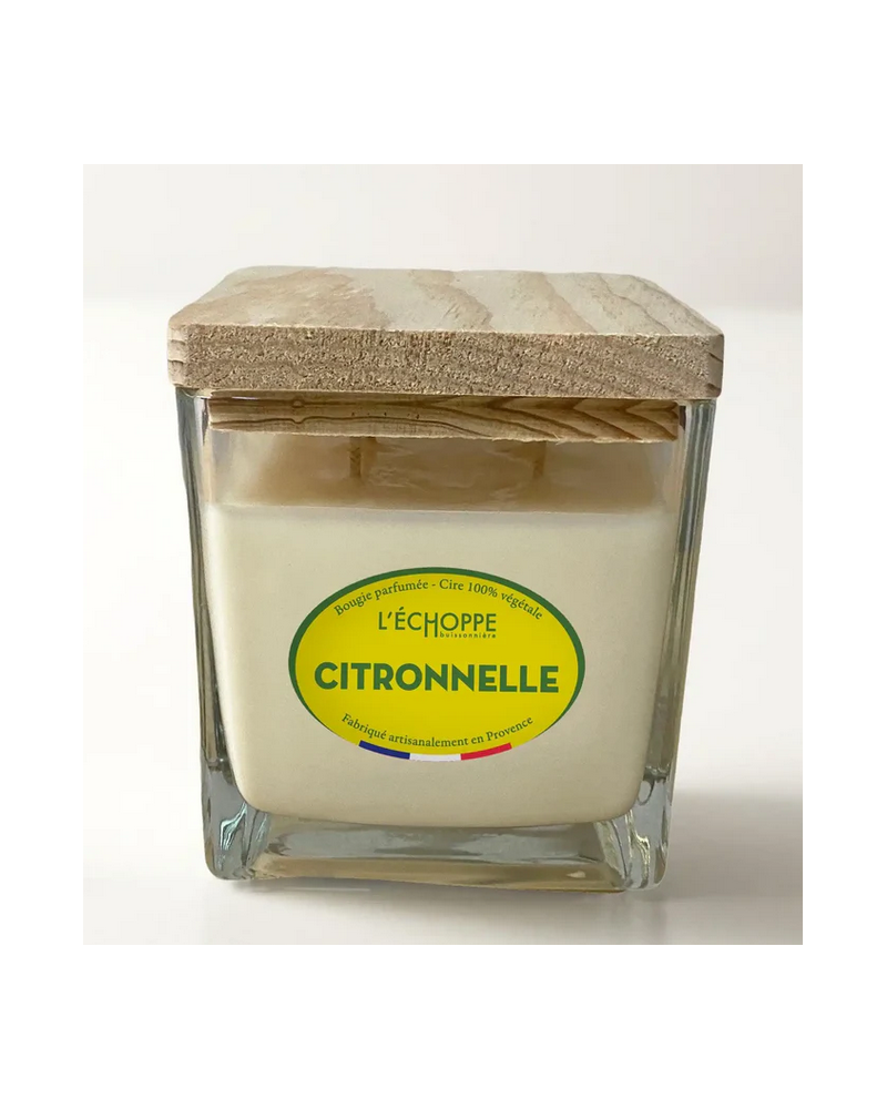 BOUGIE 350G POT VERRE CARRE