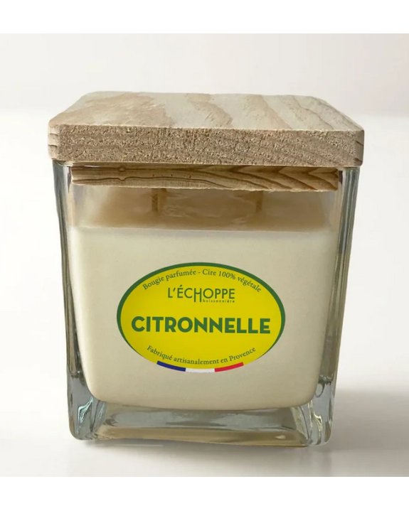 BOUGIE 350G POT VERRE CARRE