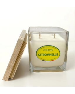 BOUGIE 350G POT VERRE CARRE