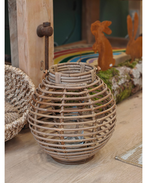 LANTERNE POELET + VERRE H 35 cm