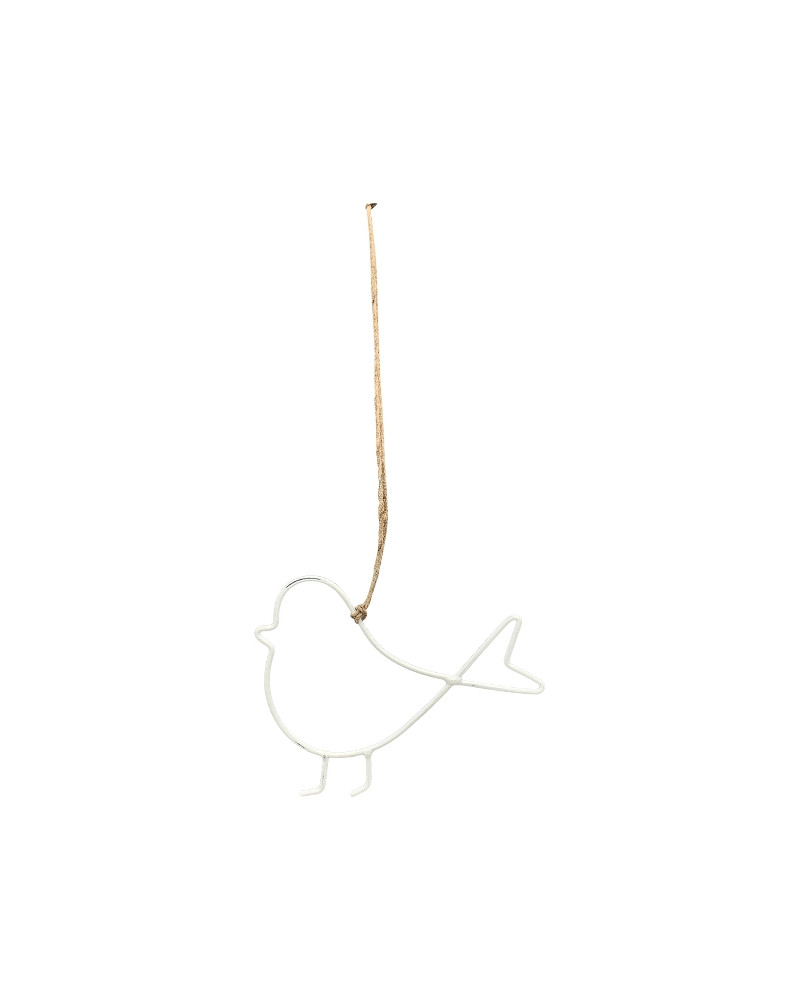 OISEAU FIL METAL BLANC H7.5