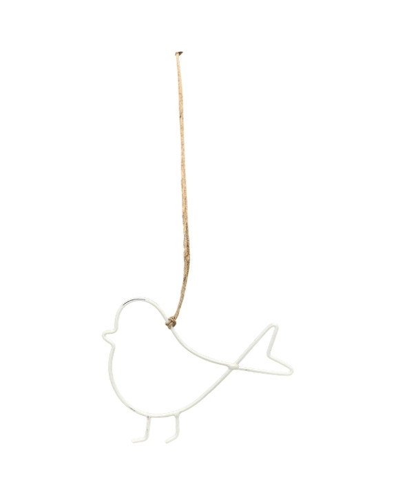 OISEAU FIL METAL BLANC H7.5