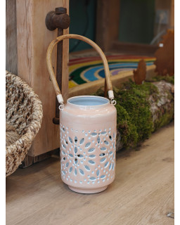 LANTERNE LIGHT PINK H 24CM