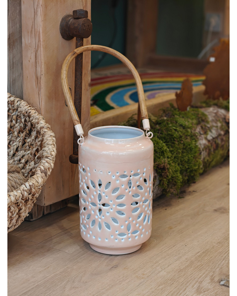 LANTERNE LIGHT PINK H 24CM