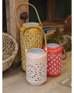 LANTERNE LIGHT PINK H 24CM