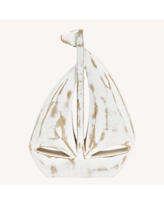 VOILIER BOIS BLANC H20CM