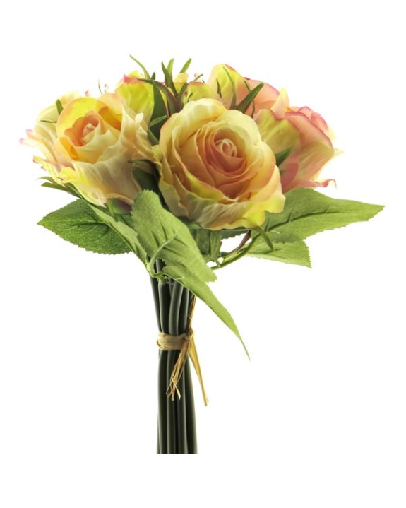 BOUQUET ROSE CREME H30CM