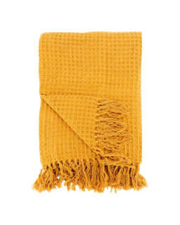 PLAID COTON JAUNE 130X170