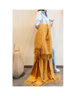 PLAID COTON JAUNE 130X170