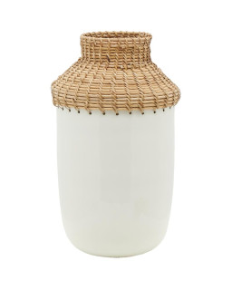 VASE H37 METAL LAQUE BLC-ROTIN