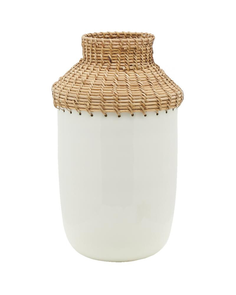 VASE H37 METAL LAQUE BLC-ROTIN