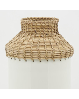 VASE H37 METAL LAQUE BLANC ROTIN